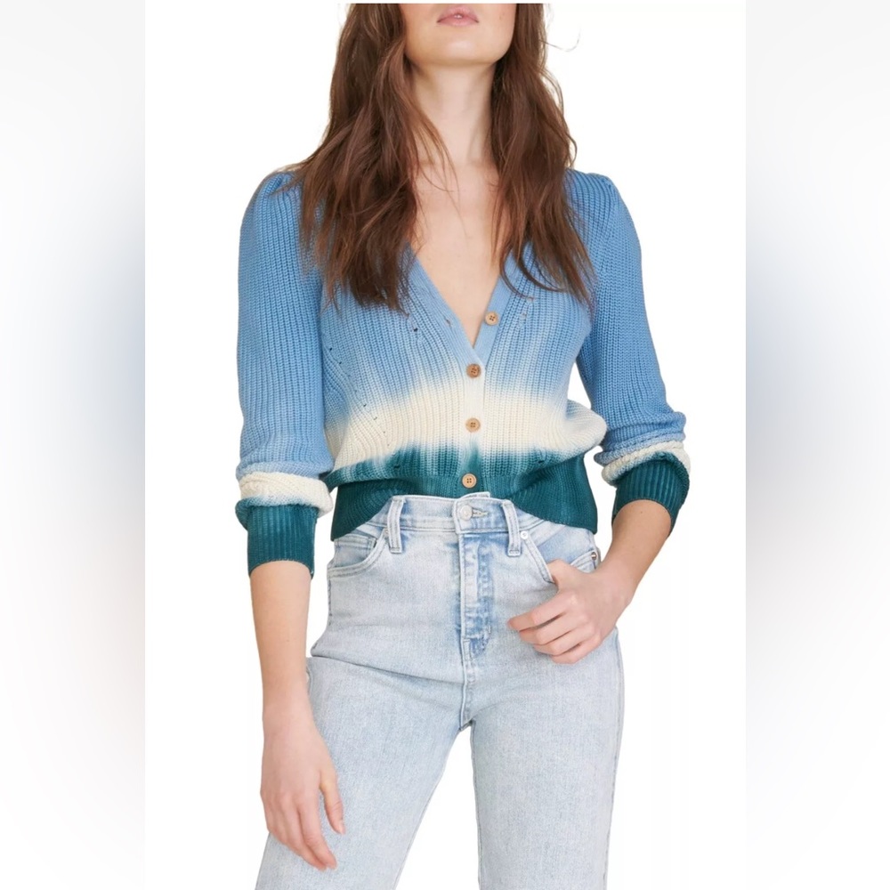 Veronica Beard Parula Ombre Cardigan Blue Green